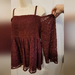TORRID Lace Cold Shoulder Spaghetti Strap Blouse Sz L 12 NWT